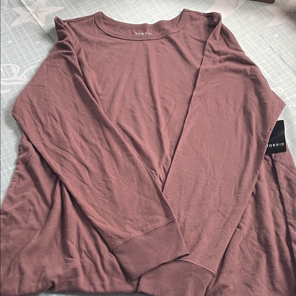 Torrid Dusty Rose Long Sleeve Tee - Picture 1 of 5